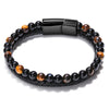 1 piece ethnic style twist alloy natural stone volcanic rock men's bracelets