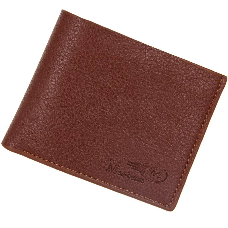 men's letter solid color pu leather open wallets