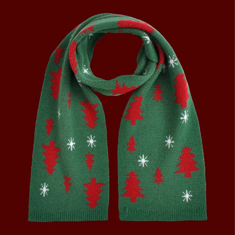 Women's Casual Christmas Tree Snowflake Cotton Acrylic Scarf