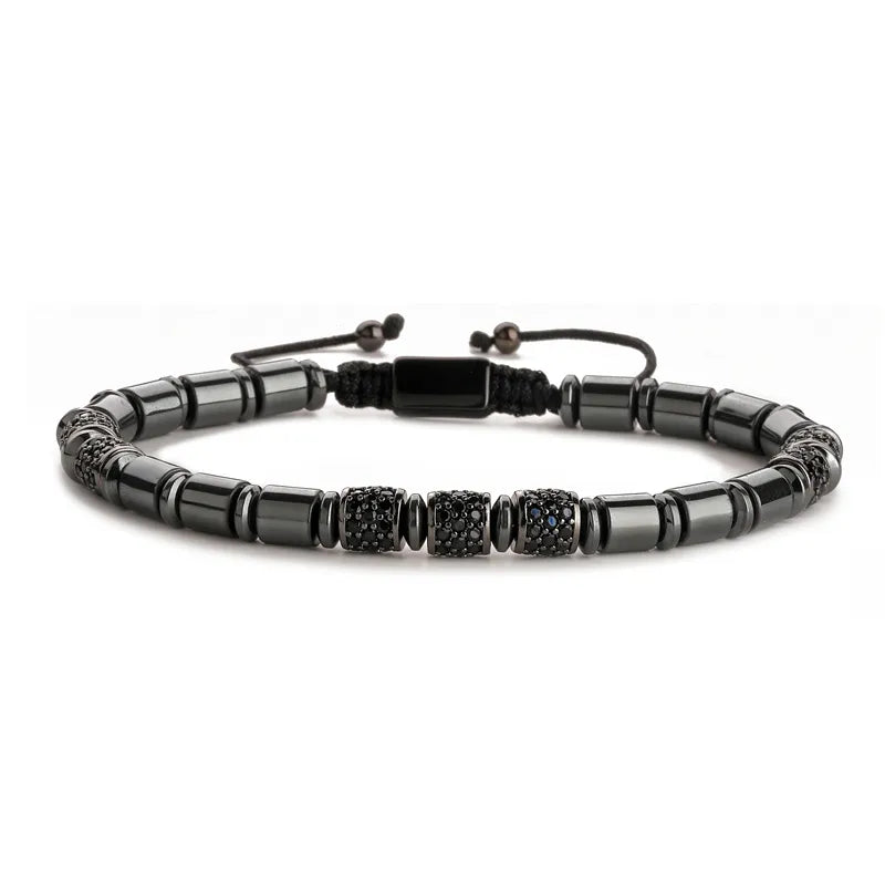 retro streetwear geometric tiger eye copper inlay zircon unisex bracelets