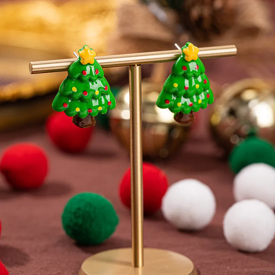 Christmas Theme Alloy Ear Cuff Drop Earrings  New Products Small Pendant Diy Accessories Christmas Hat