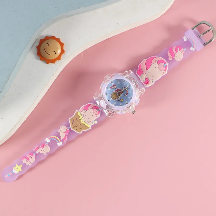 Children's Watch Creative Cartoon Quartz Color Shell Luminous Series Watch Primary School Boys and Girls 3D Viscose Watch