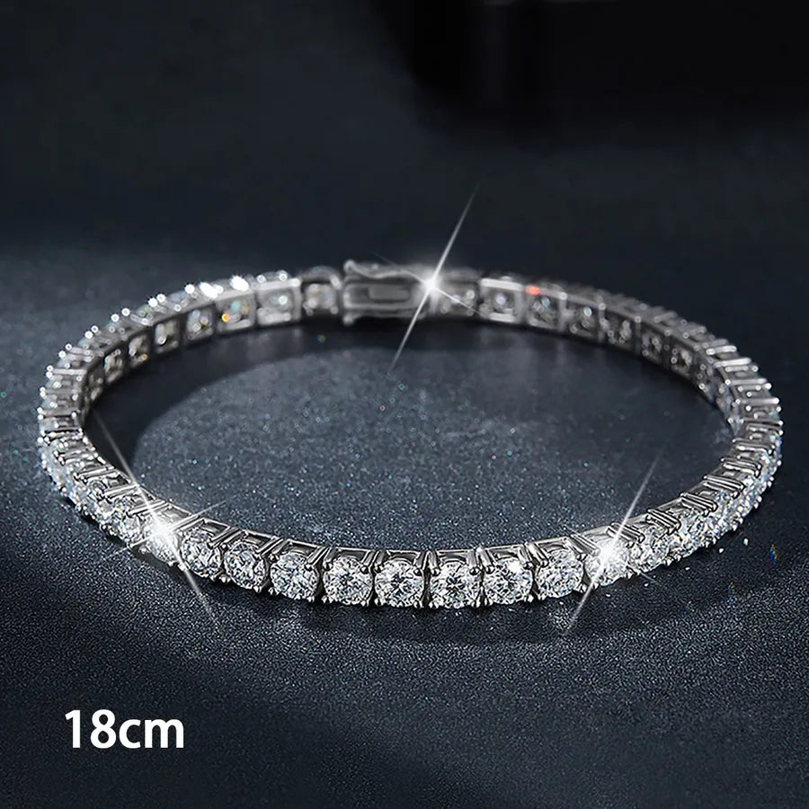 Moissanite 925 Sterling Silver Tennis Bracelet Round Brilliant Cut Geometric White Gold Plated Tennis Bracelet