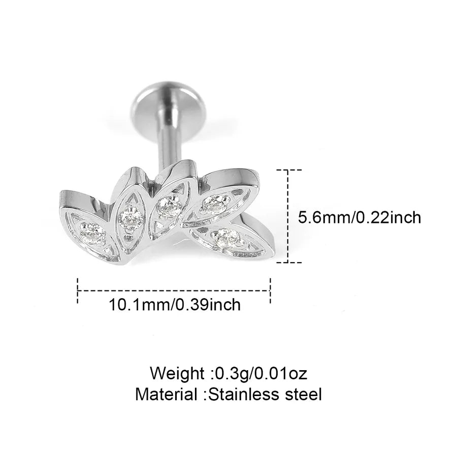 1 Piece Lip Rings Classic Style Solid Color 304 Stainless Steel 316 Stainless Steel  Polishing Inlay Zircon Lip Rings