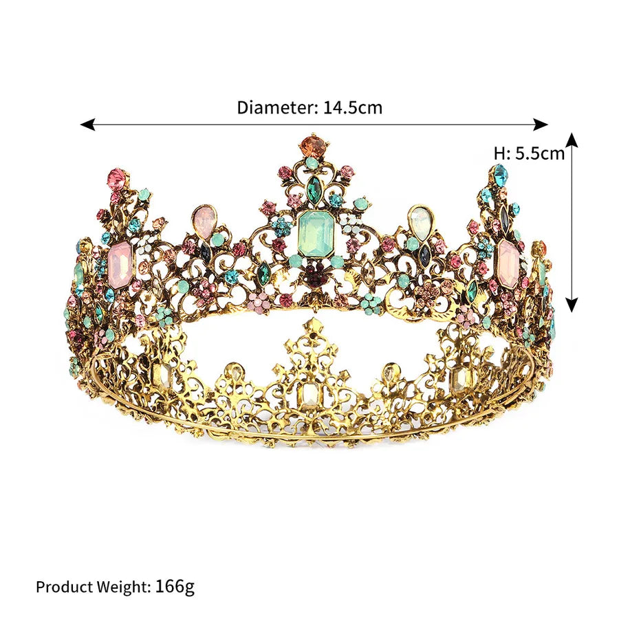 baroque color diamond alloy  bride retro round crown