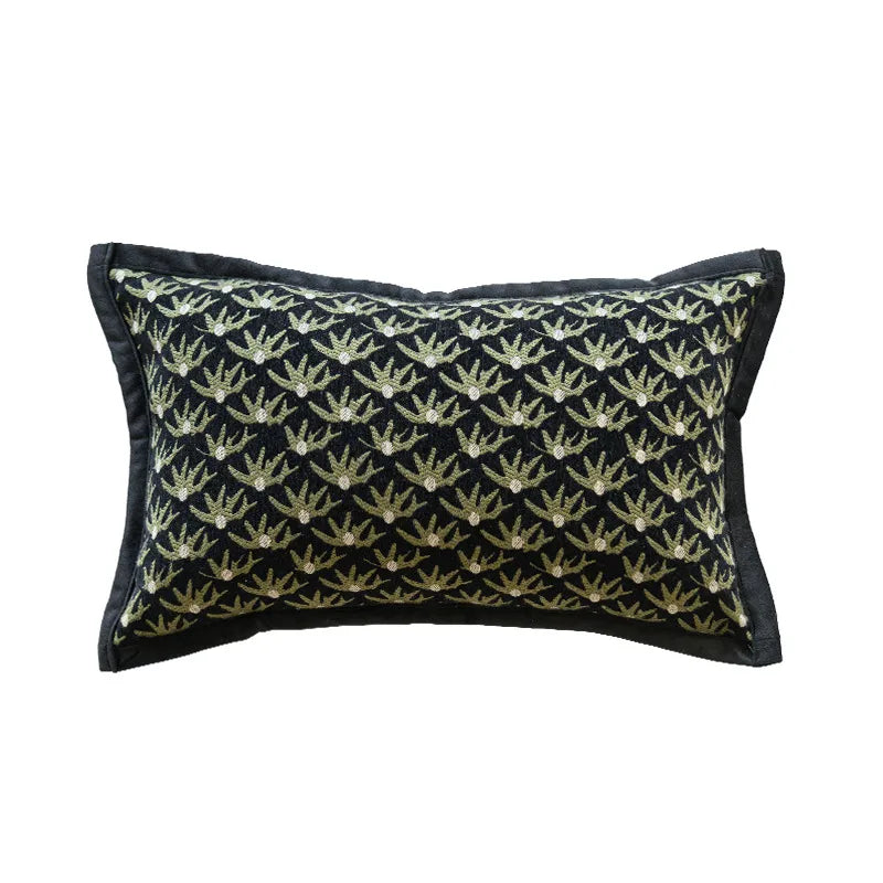 Nordic Style Embroidered Floral Cushion Covers Hotel Sofa Living Room Bedroom Headboard Pillowcases Pure Color Plant Floral