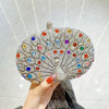 Green Silver Black Polyester Peacock Oval Evening Bags