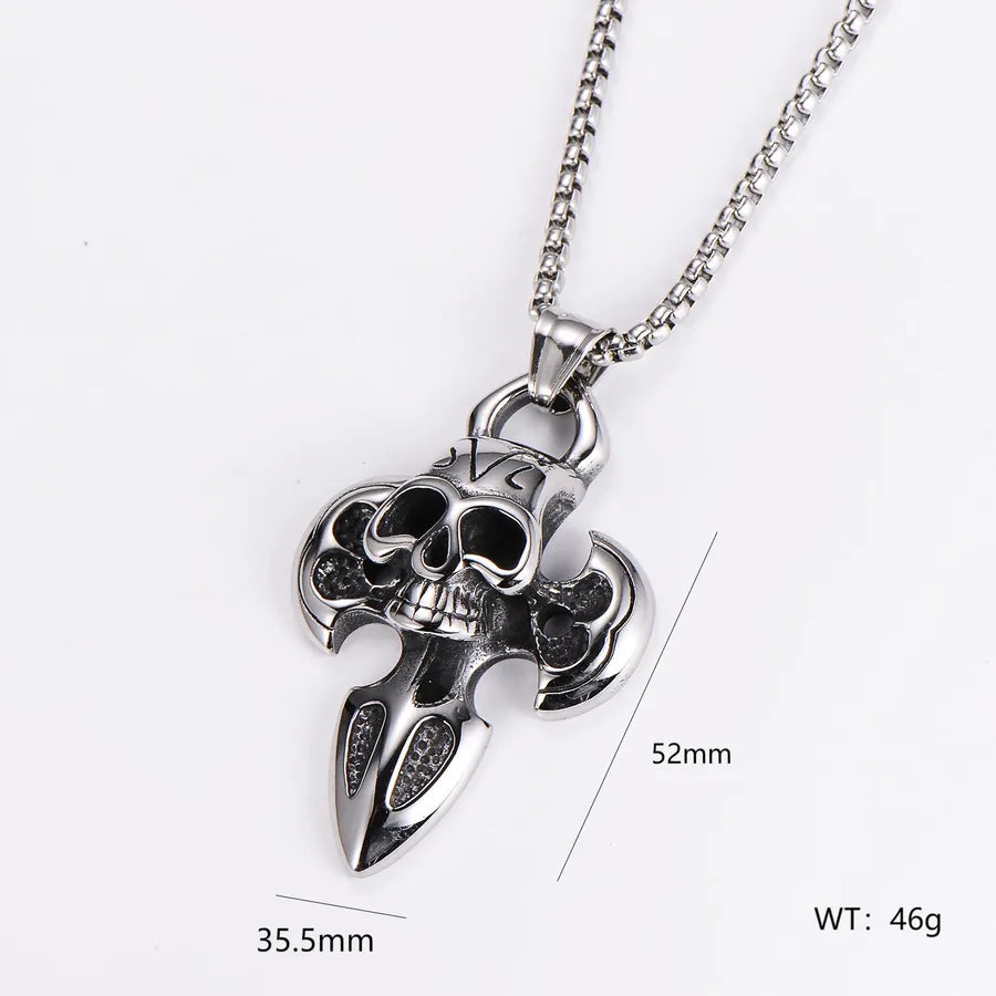 Wholesale Jewelry Retro Punk U Shape Round 304 Stainless Steel Pendant Necklace box chain