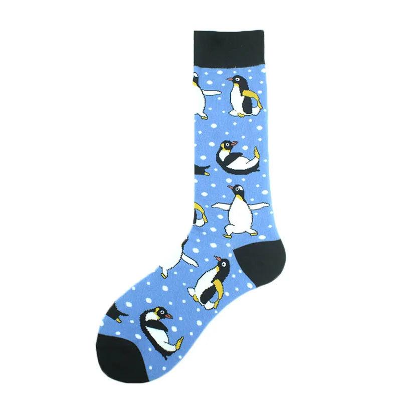 men's fashion cartoon nylon cotton printing crew socks a pair