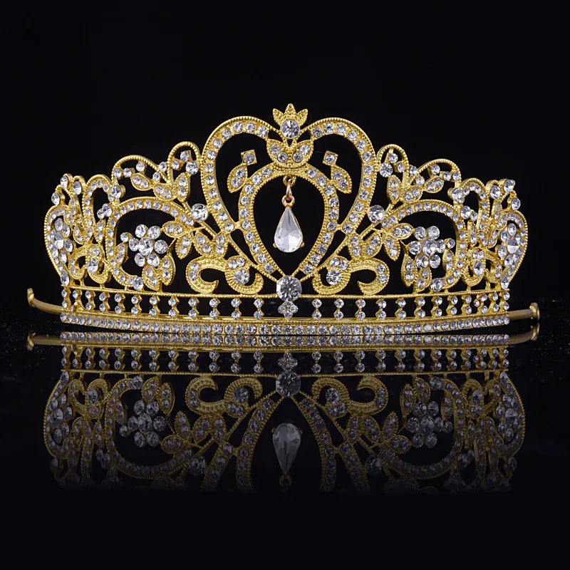 fashion water droplets crown flower alloy rhinestone plating crown 1 piece