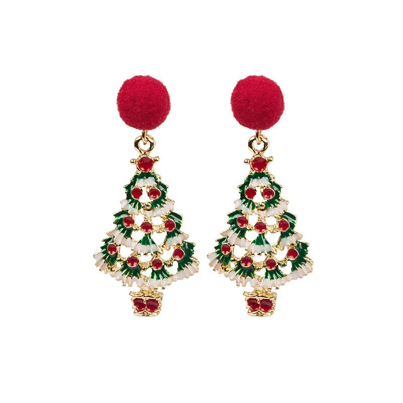 1 Pair Christmas Cute Streetwear Christmas Tree Santa Claus Star Plating Alloy Drop Earrings