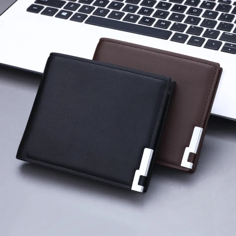 men's solid color pu leather open wallets