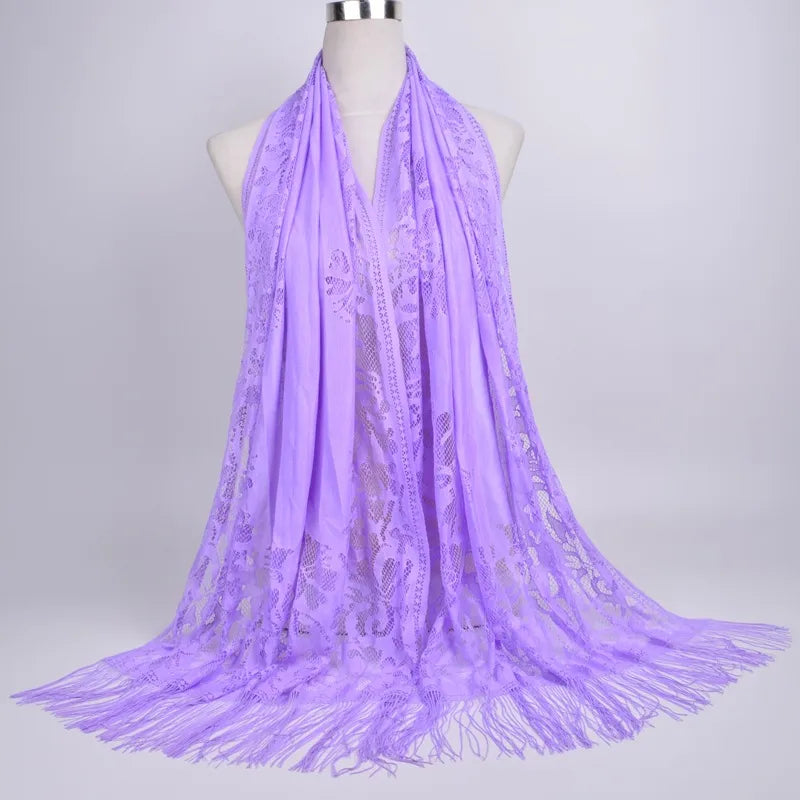 women's streetwear solid color polyester tassel winter scarves