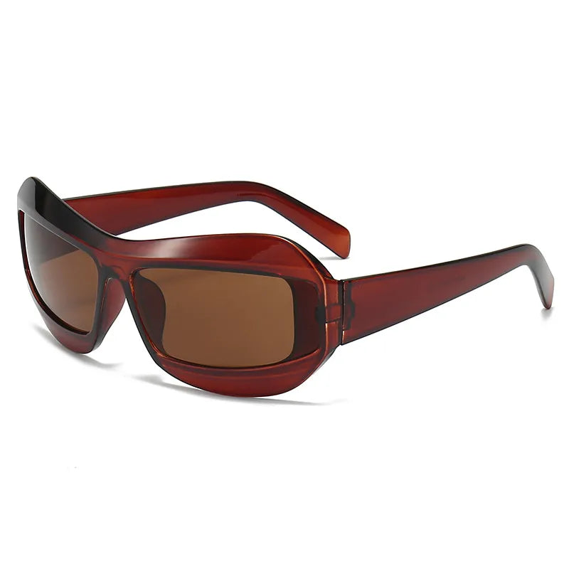 streetwear color block ac special-shaped mirror full frame men's sunglasses
