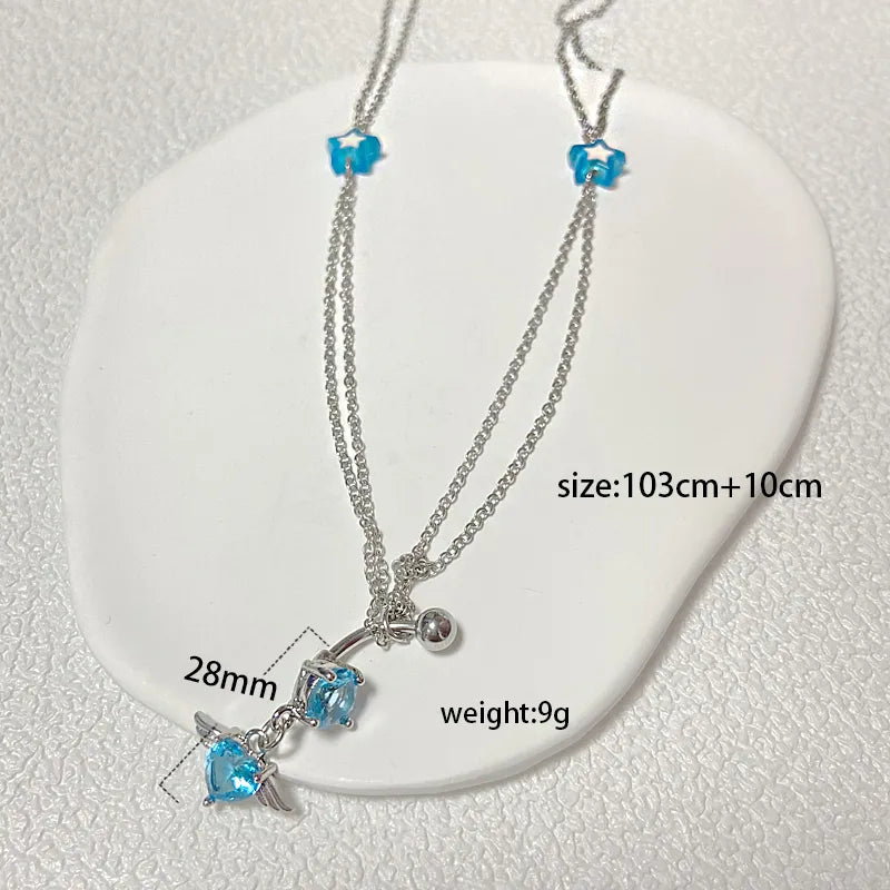 IG Style Simple Style Heart Shape Butterfly 316 Stainless Steel  Alloy Copper Plating Butterfly Inlay Rhinestones Zircon White Gold Plated Gold Plated Women's Waist Chain