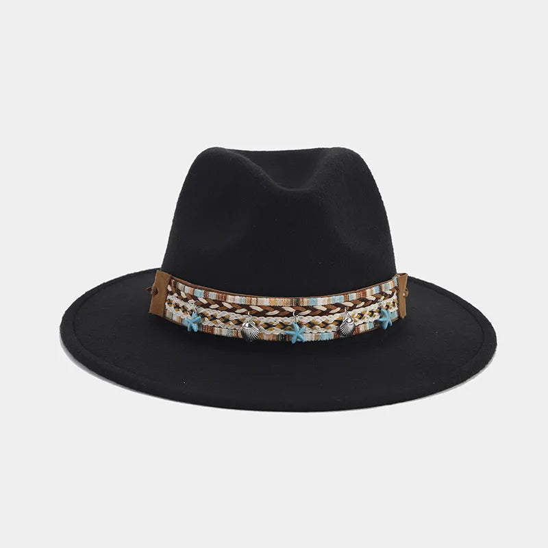 women's elegant basic solid color big eaves fedora hat