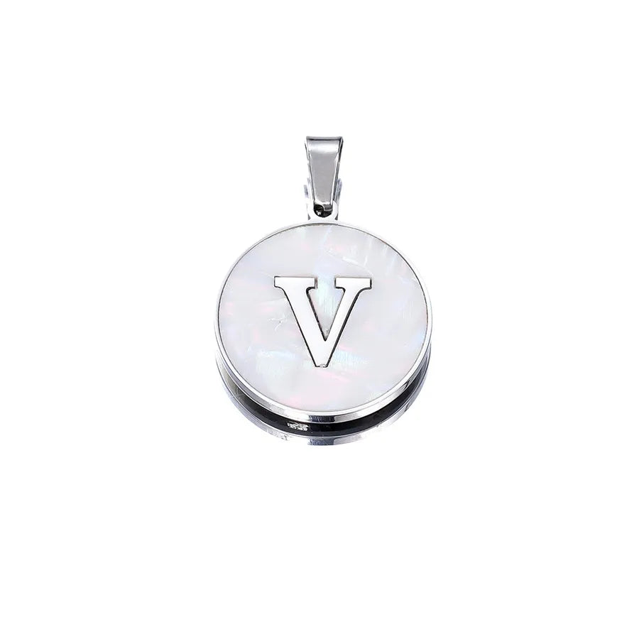 1 Piece 22mm Hole 4~4.9mm 304 Stainless Steel Fritillary Letter Pendant Jewelry Accessories