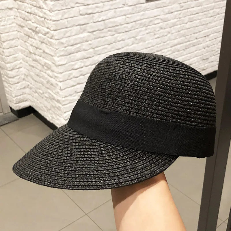 Unisex Basic Classic Style Solid Color Curved Eaves Straw Hat