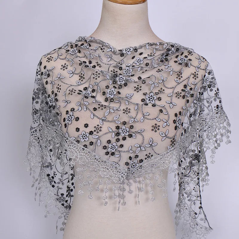 fashion flower polyester lace chiffon scarves