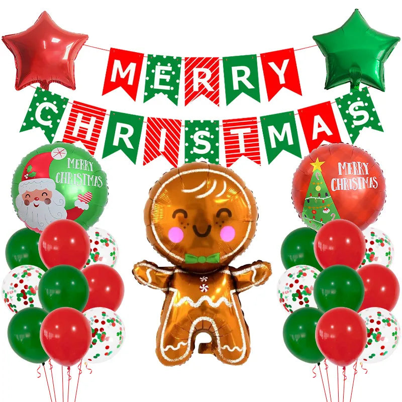 Christmas Nordic Style Modern Style Santa Claus Gingerbread Snowman Aluminum Film Party Festival Balloons