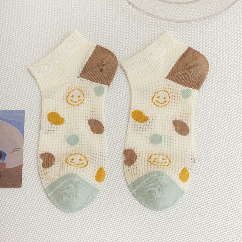 women's casual cartoon bamboo fiber hollow out ankle socks a pair
