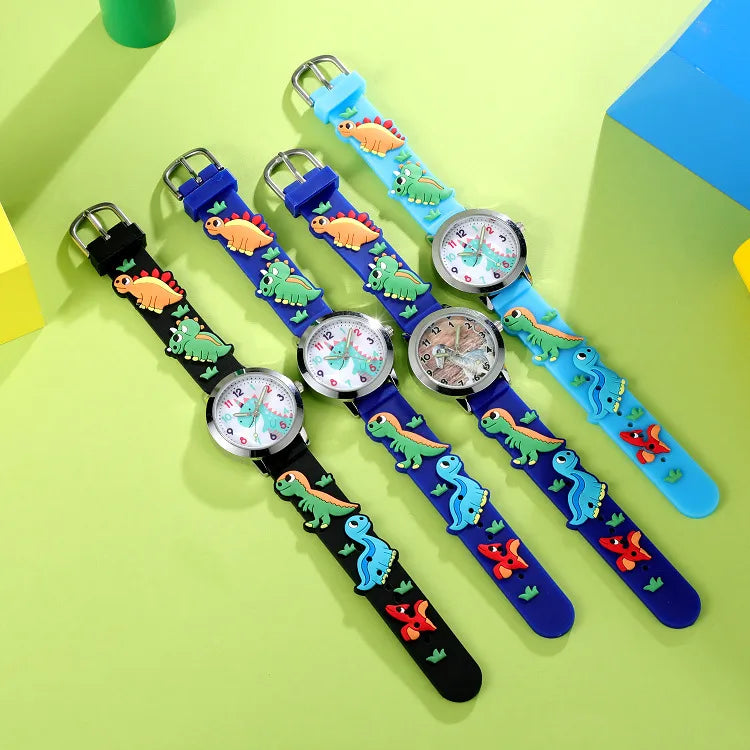 Cartoon Style Cute Dinosaur Buckle Pu Strap Quartz Watch