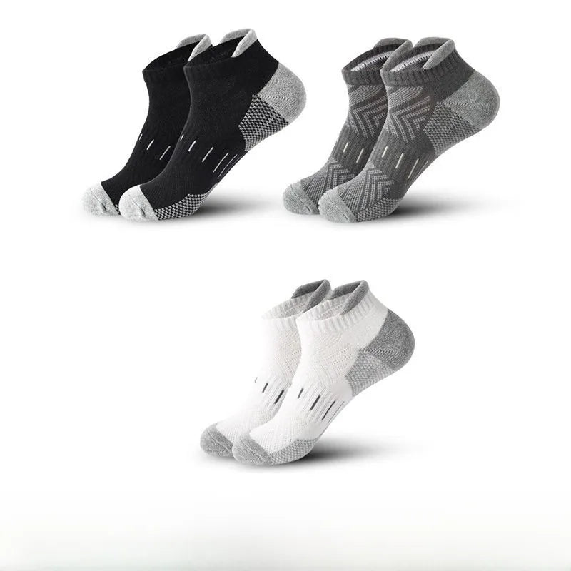 New Towel Bottom Men's Short Socks Sports Socks Thickened Sweat Absorbing Short Socks Black and White Autumn and Winter Cotton Socks