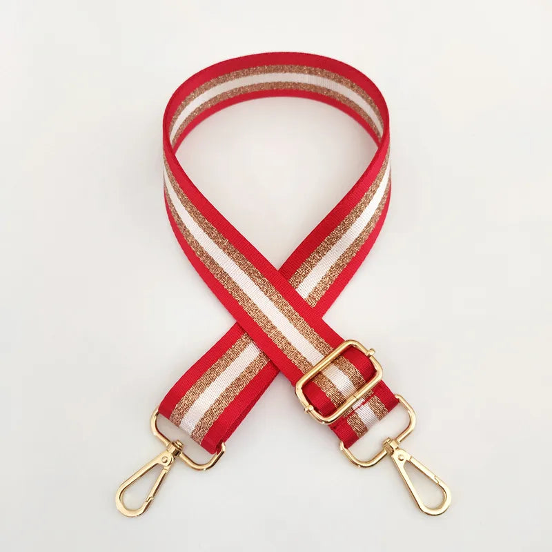 new colorful nylon wide shoulder strap bright gold thread purse accessories strap adjustable shoulder crossbody replacement long strap