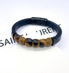 Retro Round 304 Stainless Steel Pu Leather Men's Bangle Men Cord & Leather Bracelets