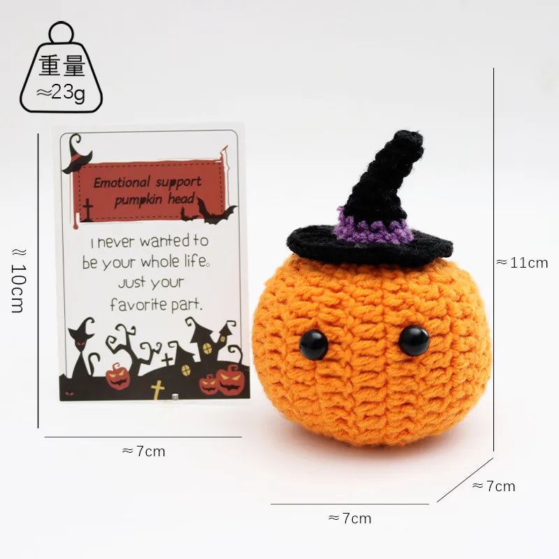Handmade Crochet Halloween Doll Finished Product Positive Energy Yarn Toy Soft Plushie Stuffed Animal Hug Card Gift