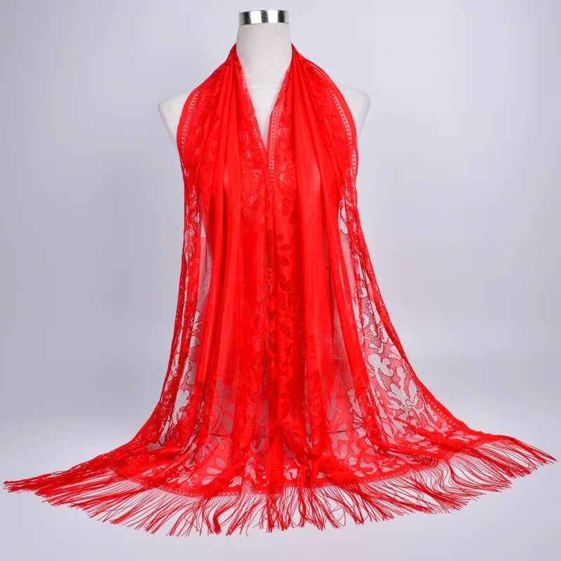 women's streetwear solid color polyester tassel winter scarves