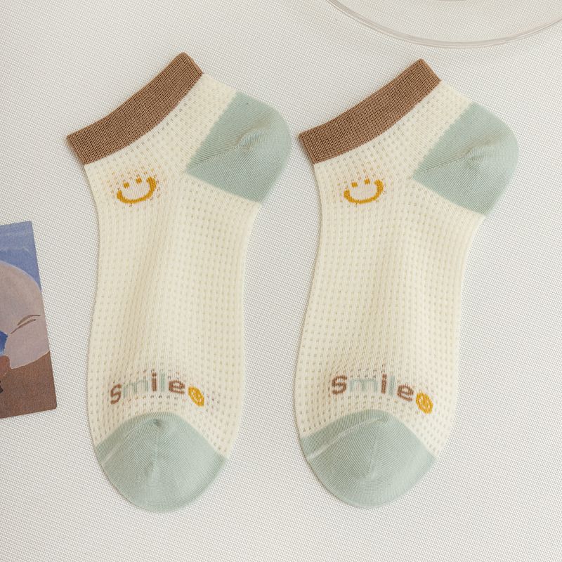 women's casual cartoon bamboo fiber hollow out ankle socks a pair