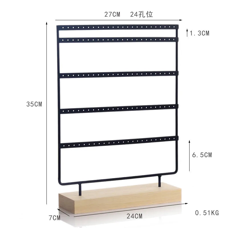 Simple Style Solid Color solid wood Iron Jewelry Display Jewelry Rack