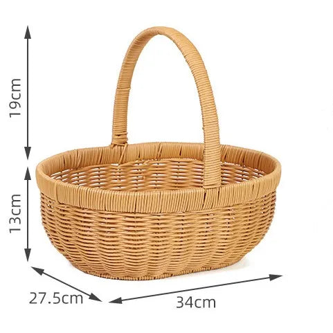 Casual Pastoral Solid Color Imitation Rattan Storage Basket