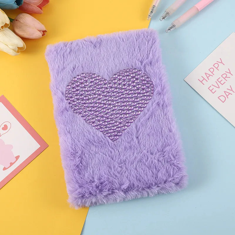 Cute Plush Heart Shaped Notebook Student Note Taking Gift Stationery Souvenir Pink Purple And Red Love Heart Design
