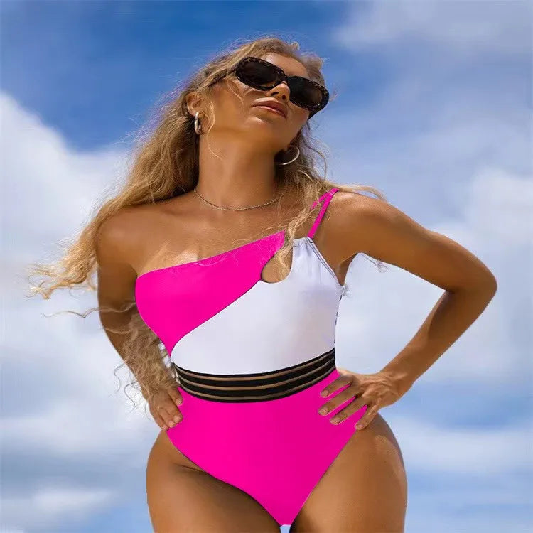 Women's Sexy Color Block Solid Color Leopard 1 Piece One Piece Swimwear
