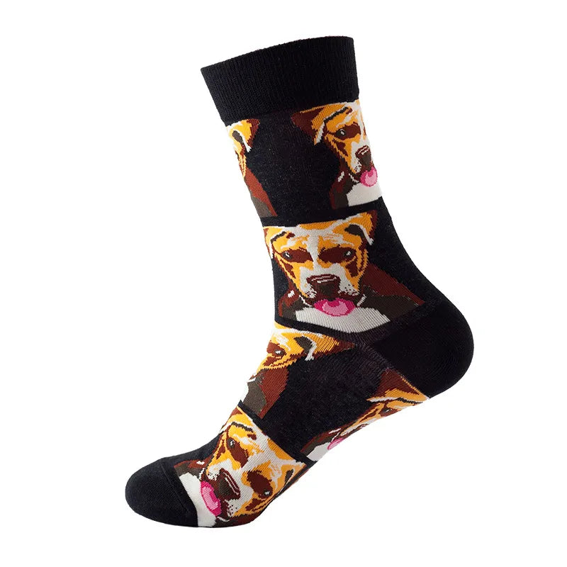 Men's Cute Modern Style Dog Cat Cotton Jacquard Ankle Socks A Pair