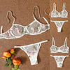 flower sheer bra sexy embroidery see-through low waist see-through sexy lingerie