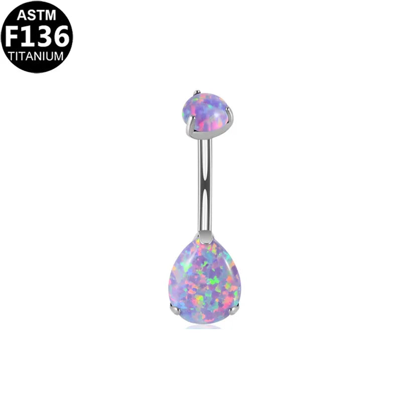 1 Piece Belly Rings Classic Style Shiny Water Droplets Pure Titanium Titanium Alloy Plating Inlay Opal Zircon 14K Gold Plated White Gold Plated