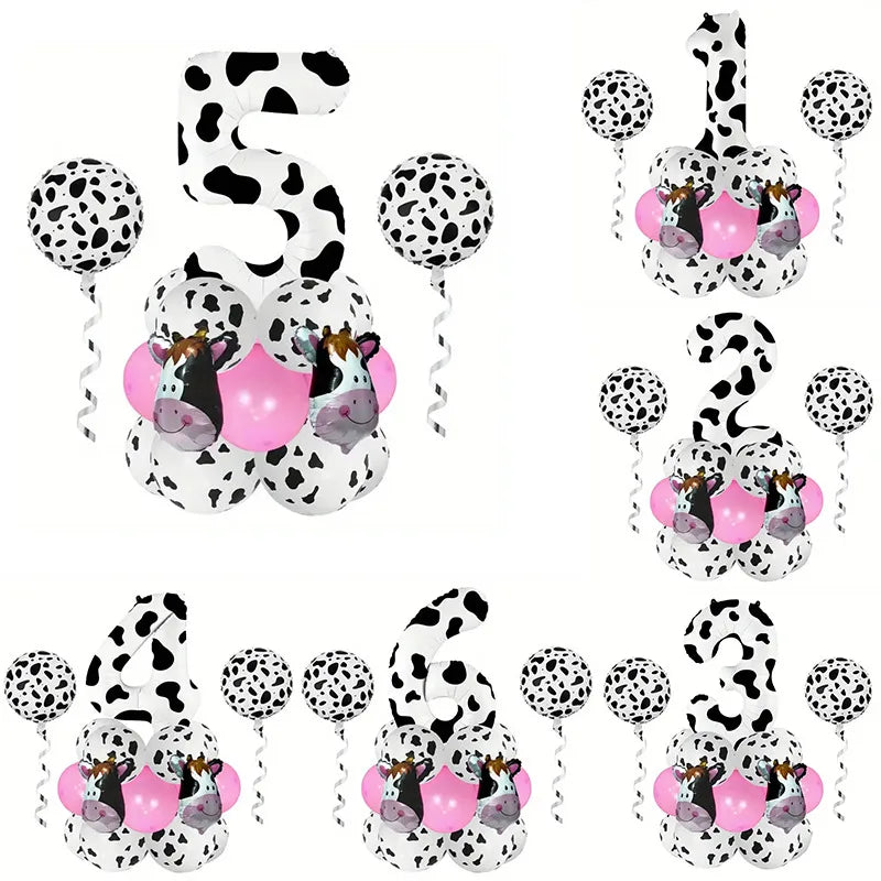 Casual Cute Cow Pattern Aluminum Film Birthday Festival Balloons