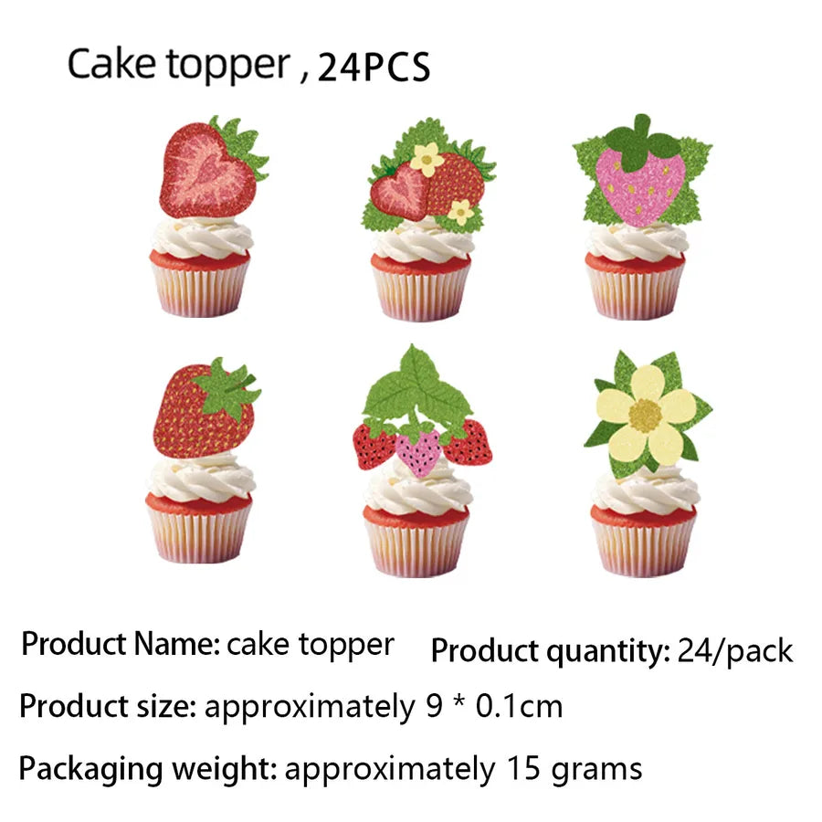 Birthday Sweet Strawberry Paper Birthday Decorative Props Party Supplies Cake Decorating Supplies