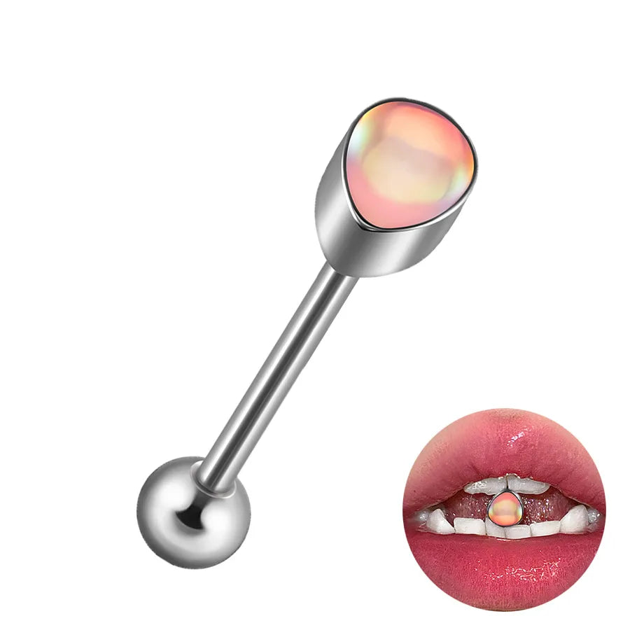 1 Piece Lip Rings Hip-Hop Cool Style Triangle Geometric Water Droplets 304 Stainless Steel Enamel Tongue Rings