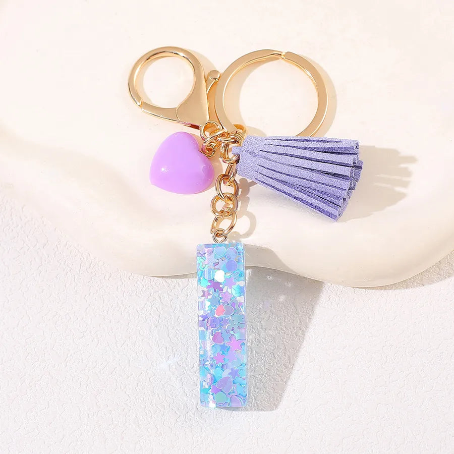 New Women's Purple Love Tassel 26 Letter Keychain Cute Car Key Chain Couple Backpack Jewelry