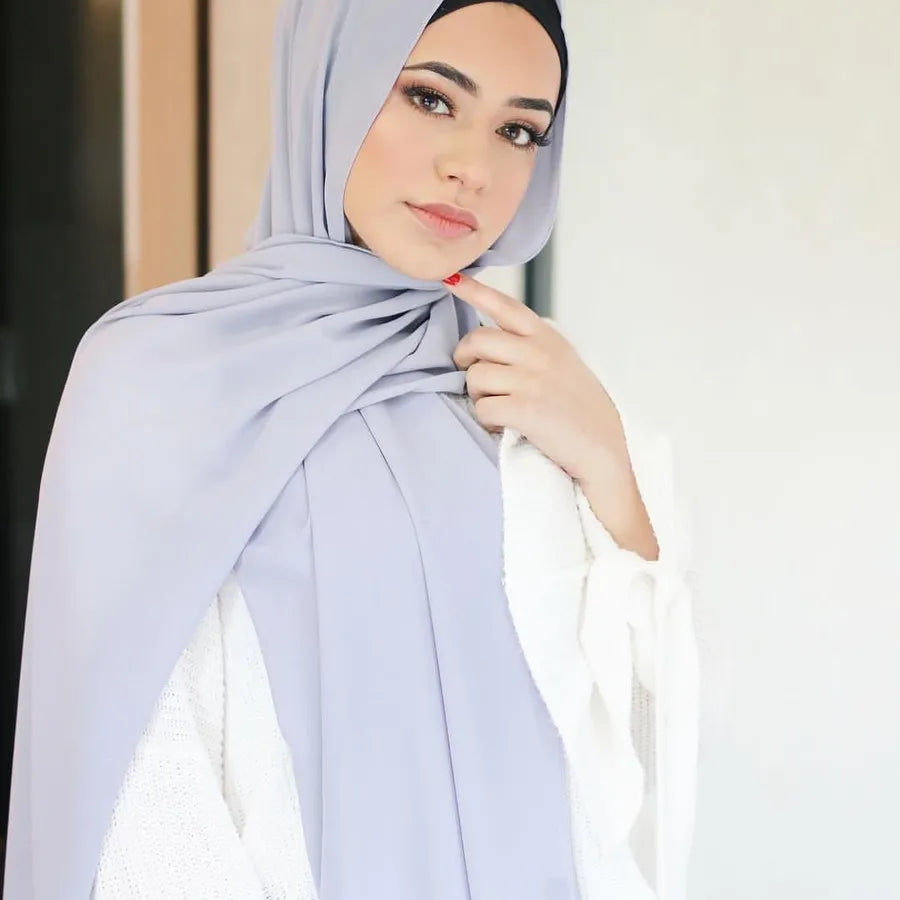 Women's Elegant Basic Solid Color Chiffon Silk Scarf