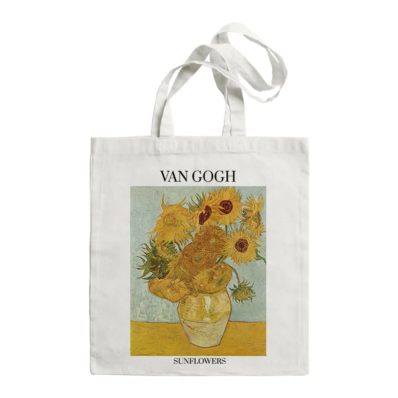 women's retro oil painting shopping bags