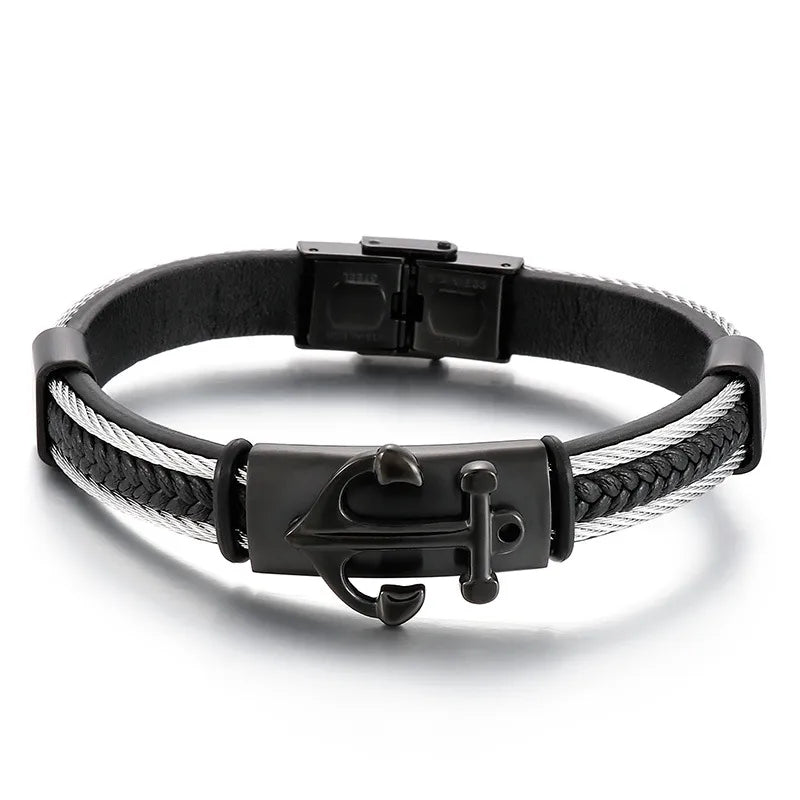 1 piece fashion anchor titanium steel men's bangle