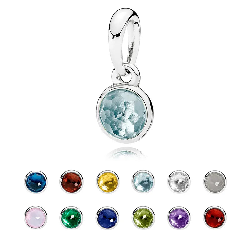 New Hot-Selling Monthly Pendant Water Drop 925 Silver Pendant April Birthstone Garnet Rose Quartz Necklace Women's Jewelry
