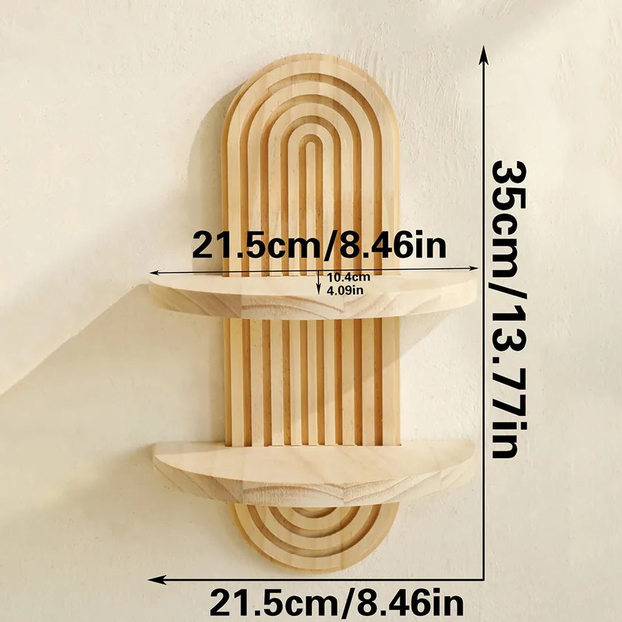 Simple Style Oval Wood Storage Rack Wall Art