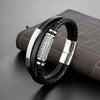 Retro Punk Geometric 316L Stainless Steel  Leather Plating Men's wristband Men Cord & Leather Bracelets