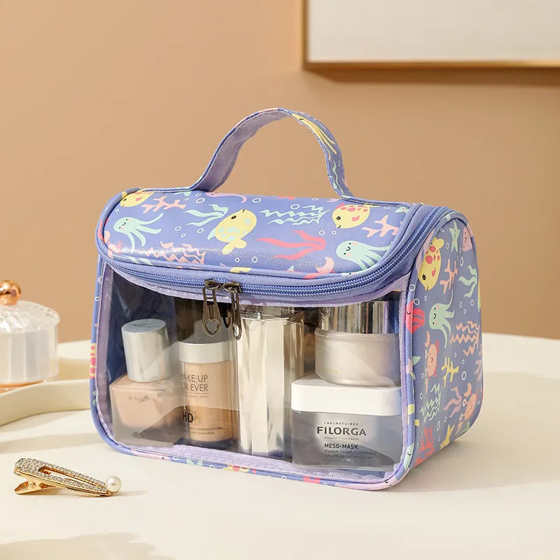 cute pastoral solid color pu leather makeup bags